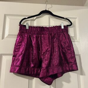 Shimmering Fuchsia Metallic Shorts